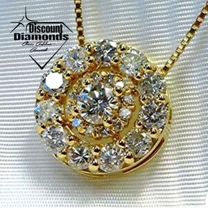 Round White Clear Baguette Diamond Pendant Necklace 14K Gold 925 Silver